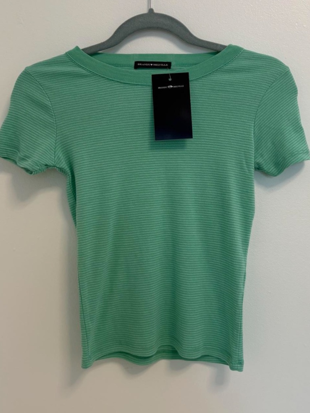 Brandy melville turquoise striped t shirt